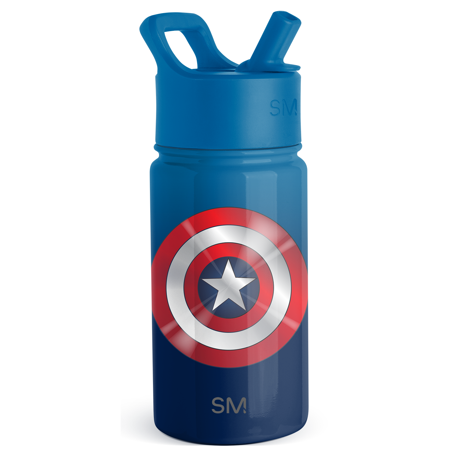 Summit Kids Water Bottle with Straw Lid - 14oz - Captain America Shield / Straw / SM