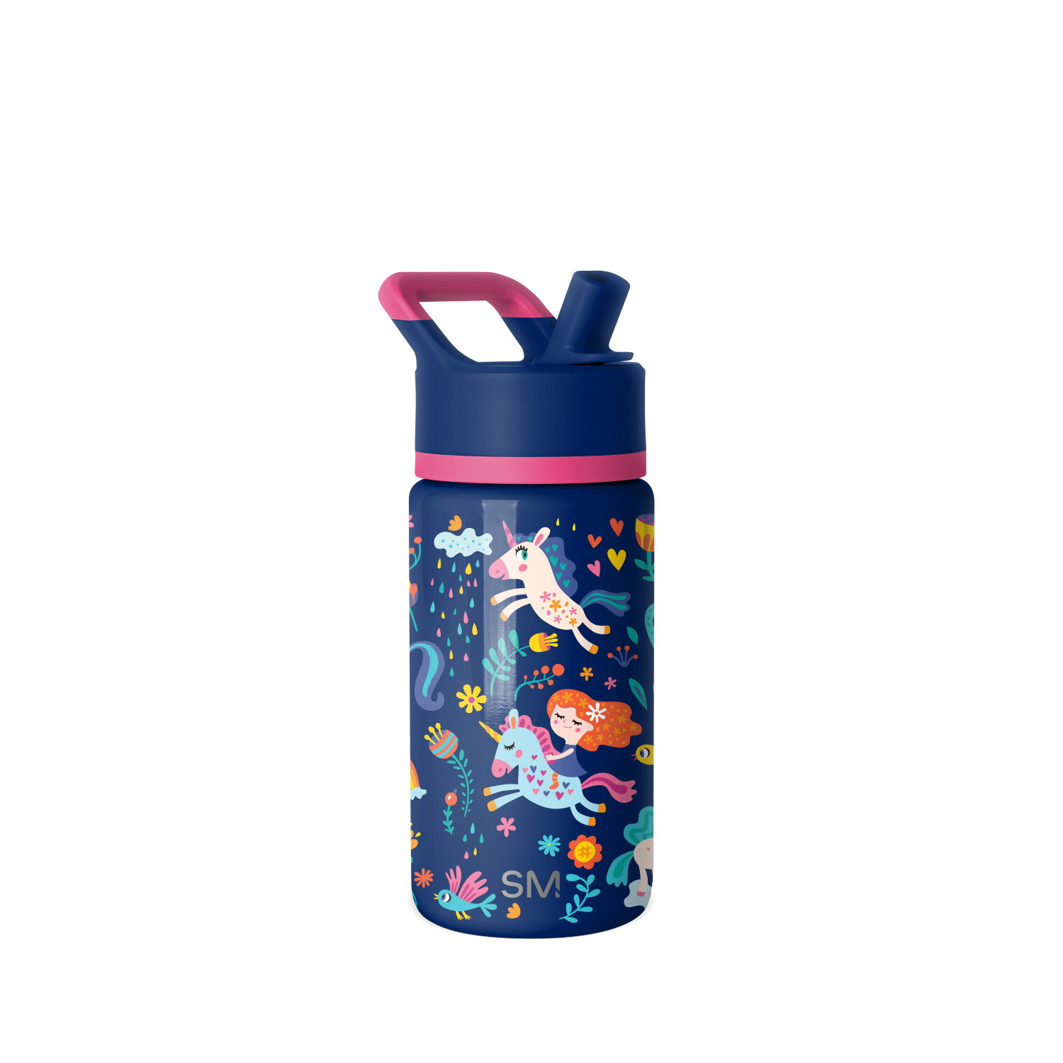 Summit Kids Water Bottle with Straw Lid - 14oz - Unicorn Rainbows / Straw / SM2